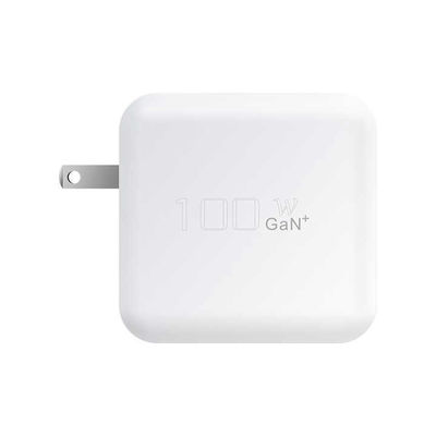 Настенное зарядное устройство USB-C 100 Вт с вилкой США – 2-контактный адаптер высокой мощности для ноутбуков, планшетов, телефонов, устройств Type-C (вход 100–240 В)