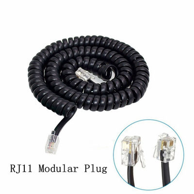 RJ9 RJ11 RJ12 Черная телефонная линия кабель спиральный телефонный шнур 24AWG 350MHz