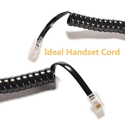 RJ9 RJ11 RJ12 Черная телефонная линия кабель спиральный телефонный шнур 24AWG 350MHz
