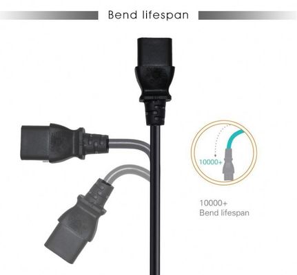 10A IEC Женский конец C20 до C13 Электрический кабель питания VDE 2 Ft Черный расширительный кабель