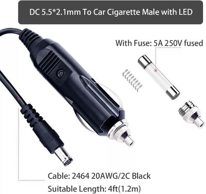 Портативный DC12V автомобильный сигаретный зажигалка вставка кабель с 5,5 мм * 2,1 мм разъединителем