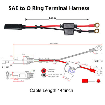 2468 20AWG SAE 2 Pin расширительный кабель с проволокой глазки ложки на заказ