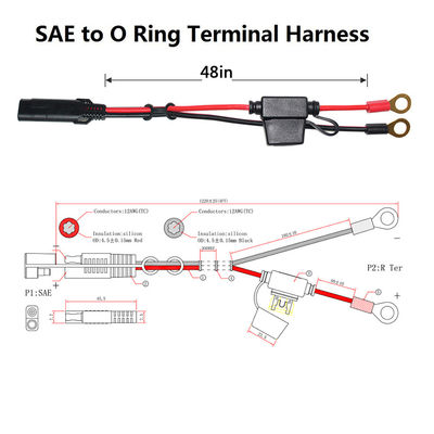 2468 20AWG SAE 2 Pin расширительный кабель с проволокой глазки ложки на заказ