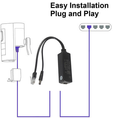 12V Gigabit PoE сплиттер-адаптер для IP-камер IEEE 802.3af/at