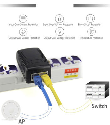 DC соединитель 2 RJ45 порты POE инжектор питания 24V 1a Для IP камеры