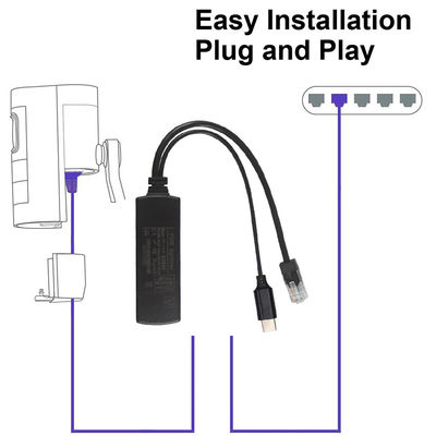 IEEE802.3af RJ45 TYPE-C кабель 12v 24v 48v POE разделитель питания через адаптер Ethernet