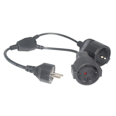 6Ft Black cee/7 EU AC Power Cord 3Pin Splitter Cable 1 до двойного женского Y типа разделенного свинца