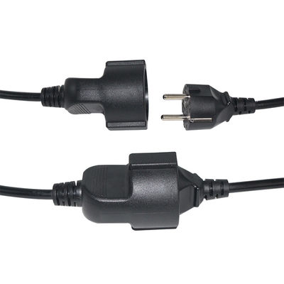 6Ft Black cee/7 EU AC Power Cord 3Pin Splitter Cable 1 до двойного женского Y типа разделенного свинца