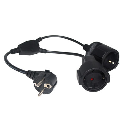 6Ft Black cee/7 EU AC Power Cord 3Pin Splitter Cable 1 до двойного женского Y типа разделенного свинца