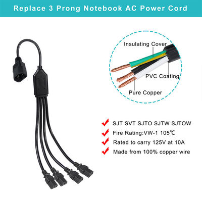 Черный колонтитульный конектор H05vv F Plug Iec C13 Iecc14 Мужчина к женщине Y Splitter кабель расширения электропитания