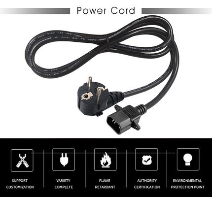 1.0Мм Свертываемый Кабель питания для ноутбуков IEC C14 Сборка 60320 C14 до Euro 3Pin