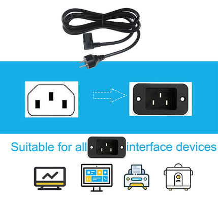Кабель питания CEE7-7 - C13 угловой, 1.8 м, ПВХ, HO5VV-F3G