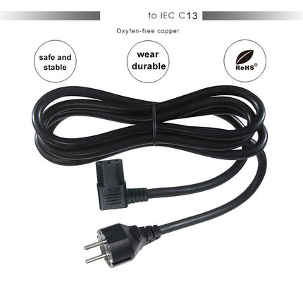 VDE Европейский Schuko Cee 77 7/7 250V H05vv-F 3G2.5 90 градусов C13 Прямоугольный силовой кабель