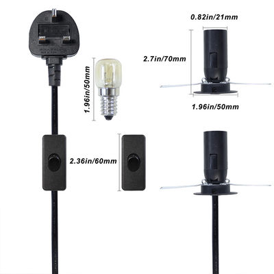 UK Plug E14 Соляная лампа питания шнур с 303 переключателем 1.2M