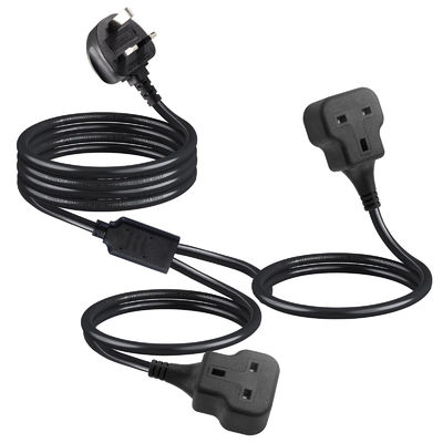 Медь 3 провода AC Power Cord UK 3Pin Мужчина к двойной женской разъединитель Y разделитель кабель Англии