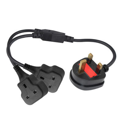 Медь 3 провода AC Power Cord UK 3Pin Мужчина к двойной женской разъединитель Y разделитель кабель Англии