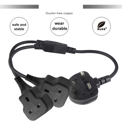 Медь 3 провода AC Power Cord UK 3Pin Мужчина к двойной женской разъединитель Y разделитель кабель Англии