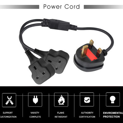 Медь 3 провода AC Power Cord UK 3Pin Мужчина к двойной женской разъединитель Y разделитель кабель Англии