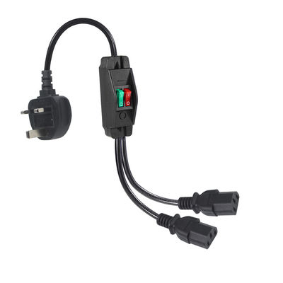 UK Plug Standard Y Shaped 2 In 1 AC Cable Splitter 7A Рейтинг соответствует требованиям клиентов
