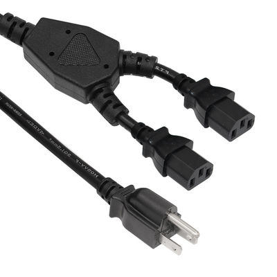 NEMA 5-15P до 2x C13 Y Сплитерный силовой шнур 16AWG 15A