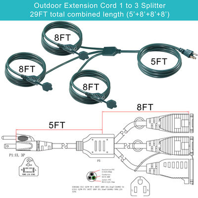NEMA 5-15P до 5-15R Кабель питания 3 розетки 1M US Plug