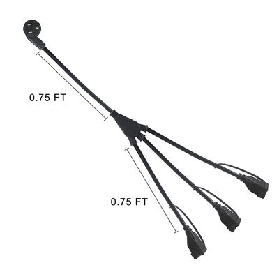 Шнур питания разветвитель NEMA 5-15P на 3x5-15R, 3 фута, 16AWG, резиновая оболочка