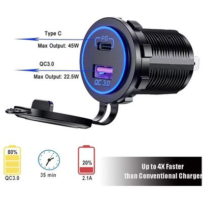 OEM/ODM Добро пожаловать 5V Pd 45W Qc And Charging Usb C Сигаретный зажигалка Автомобильный зарядный адаптер