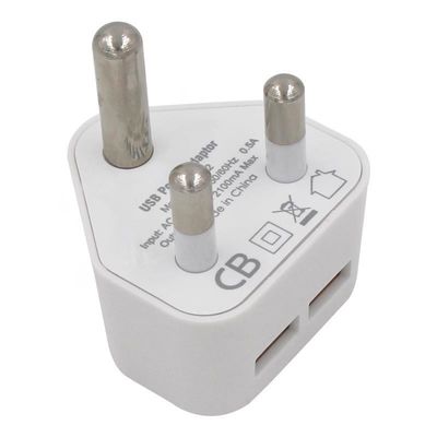5В 2.1А двойной USB-зарядщик путевой адаптер питания для Южной Африки и Индии