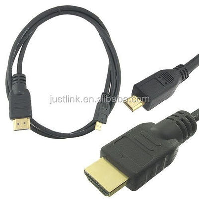 Высокоскоростной кабель 5FT 1.5M V1.4 от мужчины к мужчине HDMI к микро HDMI для HDTV PS3 XBOX 3D LCD