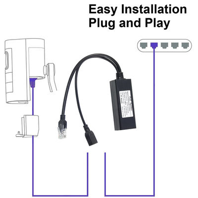 48V до 5V 2.4A PoE Splitter USB тип А женский 802.3af Power Over Ethernet Splitter