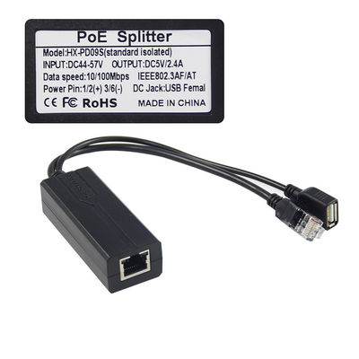 1 Гбит / с Мощность переключателя PoE Splitter 48V To 5V 2.4A USB Type A Женщина 802.3af Мощность через Ethernet