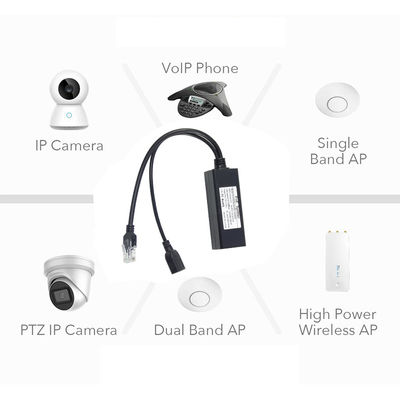 1 Гбит / с Мощность переключателя PoE Splitter 48V To 5V 2.4A USB Type A Женщина 802.3af Мощность через Ethernet