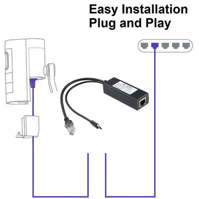 48V до 5V 2.4A MAX POE Splitter USB-C 12W Private Mold NO Ввод 100-240V переменный ток 50/60Hz