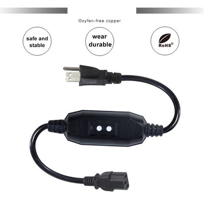 Домашний прибор IP54 Внешний кабель с GFCI NEMA 5-15P до IEC 60320 C13 Женщина длина кабеля 0,5 м