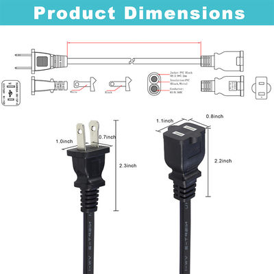 US 2-конечный мужской к женскому NEMA 1-15P к NEMA1-15R CPU PDU расширитель расширительного кабеля