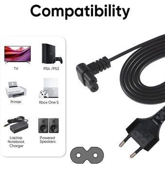 Италия 2 Pin Ac Plug Европейский кабель C7 Коннектор расширение Psu Ноутбук Корд питания Eu 2-PIN C7