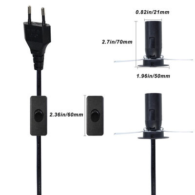 Черный E12 Электрический кабель для подключения лампы EU 2 Pin Salt Lamp Power Cord с 303 переключателем включения/выключения