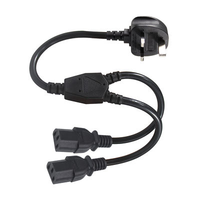 Великобритания 3Pin до 2x IEC C13 Кабель питания H05VV-F 0,75mm2