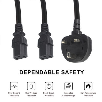 Великобритания 3Pin до 2x IEC C13 Кабель питания H05VV-F 0,75mm2