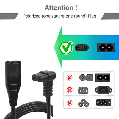 C8 Мужчина на C7 Женщина 0,8 м силовой шнур 18AWG PVC ROHS сертифицированный