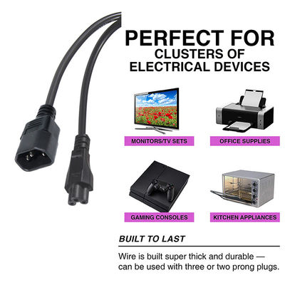 IEC C5 до C14 Кабель питания 1,8 м 16AWG Черный компьютерный кабель