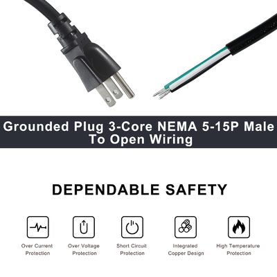 Шнур питания NEMA 5-15P to 5-15R 0.5м SJT 16AWG 125В 15А