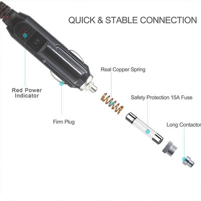 15A 16AWG Автомобильный сигаретный зажигалка расширительный шнур с предохранителем