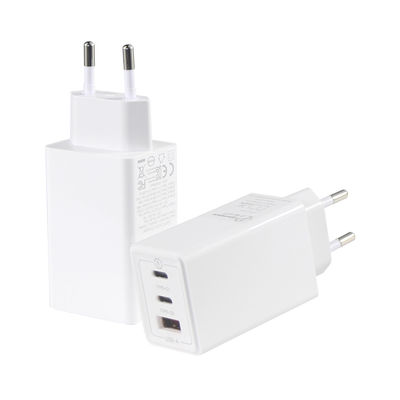 Европейский GaN Tech 3 портов 65 Вт USB C USB-A QC3.0 зарядное устройство для ноутбуков Белый