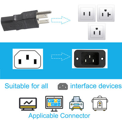 Адаптер штекера NEMA 5-15P на IEC320 C13, черный