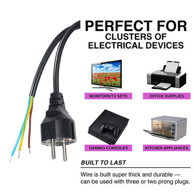 3pin H05vv-f 3g 0,75mm2 Vde Ac 3pin Снятый и консервированный кабель питания