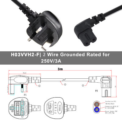 Великобритания Подключается к IEC C7 Power Cord 250V 10A PVC Jacket