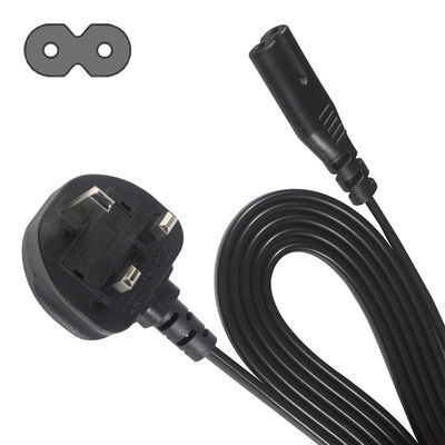 1.8M Черный 0,75 мм BS Standard Plug UK 3 штифта до IEC C7 AC Power Cord с индивидуальной длиной