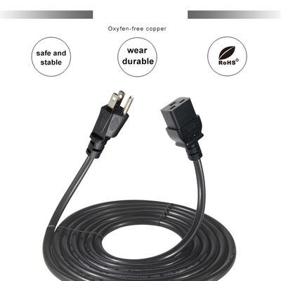 3 штифта Sjt с кабелем Sjtw Iec 320 C19 до Nema 5-15p 3 штифта Lock Ac расширение 5ft 6ft