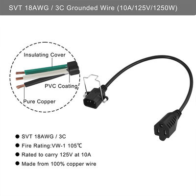 16Awg Nema 515R к IEC320 IEC C14 Америка Включатель ПВК США Стандартный электропровод